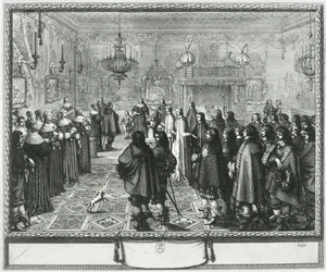 Ceremonie van het huwelijk van Wladyslaw IV en Maria Ludwiga Gonzaga in Fontainebleau, 25 september 1645